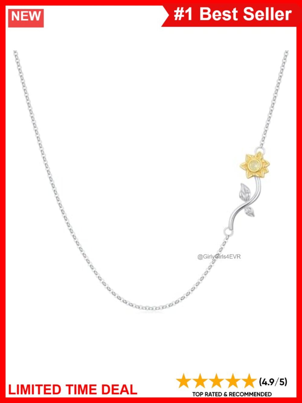 Sterling Silver Sunflower Necklace Adjustable Clavicle Boho Jewelry Gift